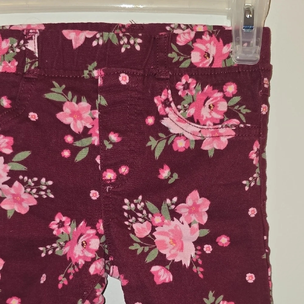Gymboree Dark Burgandy/maroon Floral Kids Jeggings LOT Q